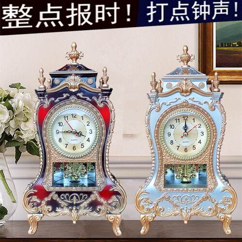 座钟表客厅卧f室别墅家居装饰欧式整点报时石英钟台钟摆件16首音