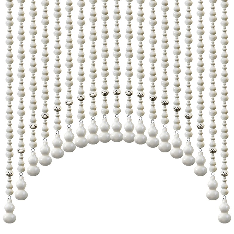 全乳白色桃木葫芦珠帘隔断客厅家用卫生间过道卧室门对门帘免打孔