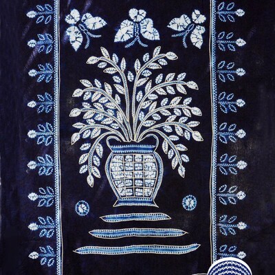 1.1X1.7米大理周城白族手工扎染纯棉装饰画茶餐台长方桌布[花瓶]