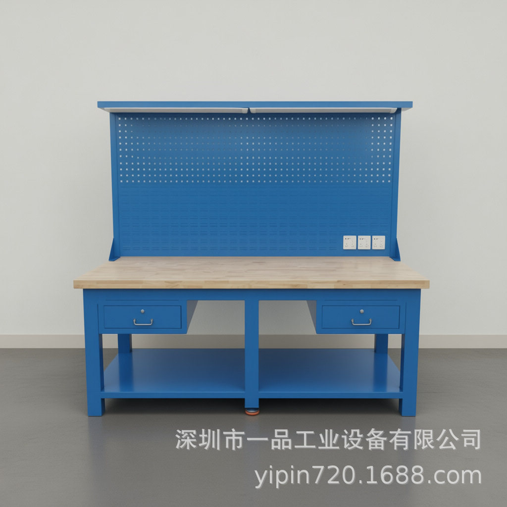 重型实木工作台橡木钳工台车间装配台操作台榉木工作桌实木试验台