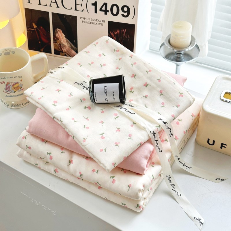 a类母婴级双层纱四件套全棉2024新款纱布碎花床单被套床品夏