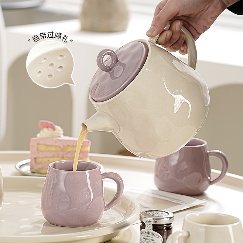 奶油风杯子套装家用客厅高颜值陶瓷杯具水壶茶杯乔迁新居2025新款