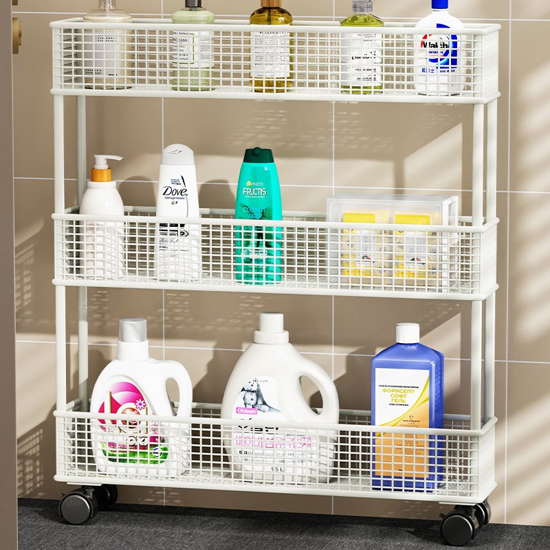 卫生间夹缝置物架门后超窄缝隙收纳柜浴室12cm极窄小推车超薄款