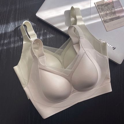 丝滑柔软光面提拉调整型无痕内衣女大胸显小收副乳防下垂女士文胸