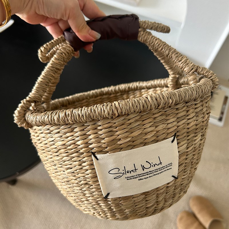 ins风遛弯篮子~手工编织收纳筐浴室干区洗漱杂物收纳篮民宿摆件