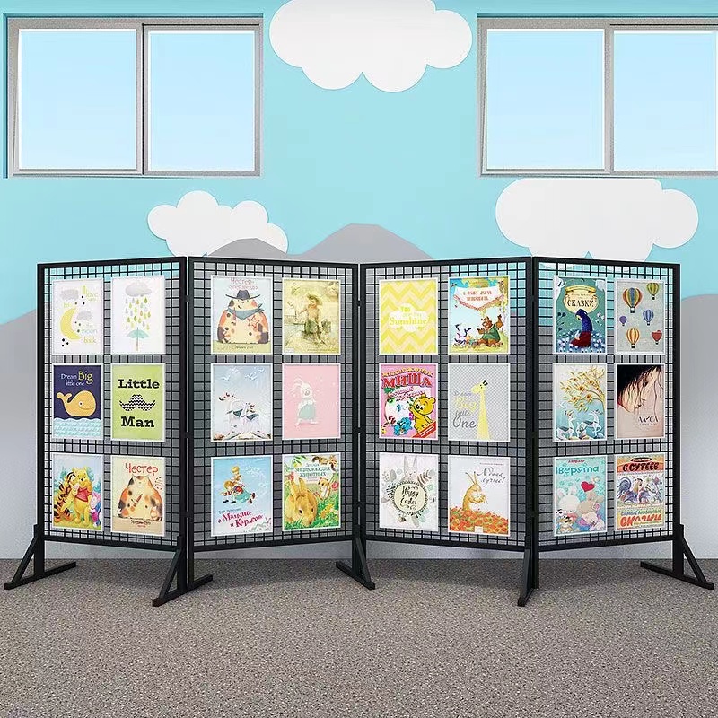 网格展示架落地移动网架铁丝网展示网格幼儿园立式收纳饰品展示架