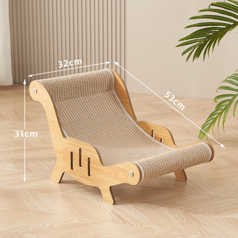 剑麻猫抓板不掉屑猫躺椅沙发吊床人宠共用木制稳固磨爪垫可换耐抓