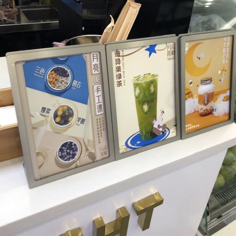 喜茶不锈钢A4广告牌宣传牌点菜单台卡海报架奶茶咖啡店菜牌展示架