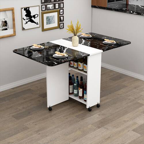 简易多功能吃饭小桌子o可伸缩长方形折叠餐桌家用小户型可移动带