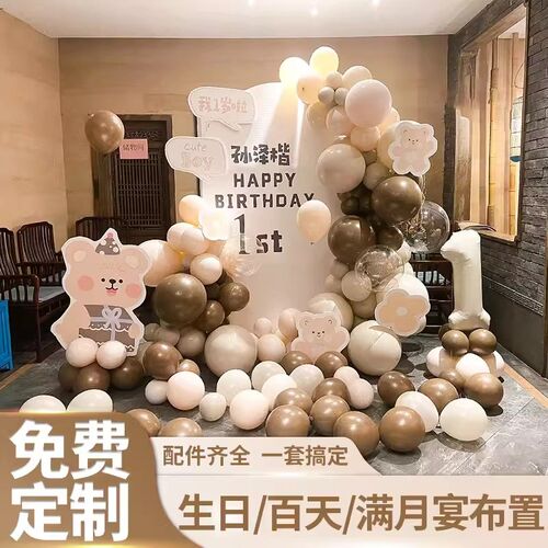 ins男女宝宝1周岁生日kt板气球背景墙百日宴装扮场景布置装饰套餐