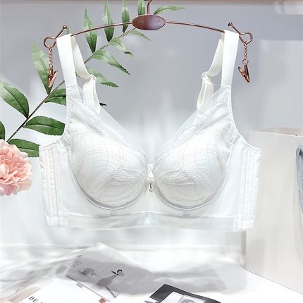 调整型内衣女白色中薄款上托防下垂小胸聚拢收副乳文胸四排扣胸罩