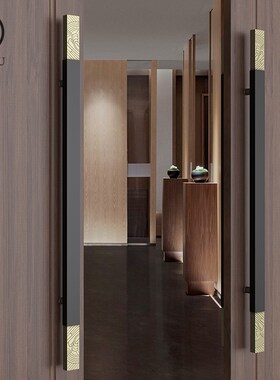 免费刻字定制LOGO极简玻璃门拉手不锈钢酒店商铺推拉实Z木大门把