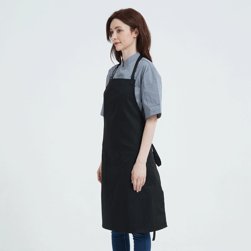 挂脖咖啡师围裙加长黑色定制家用餐饮厨房LOGO工作裙花艺防污焙焙