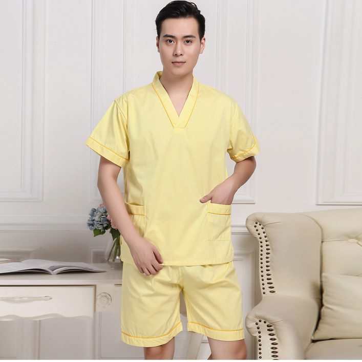 店开衫扣开男女服和服足汗蒸服背纯棉名疗情侣刺绣服按摩服大码浴