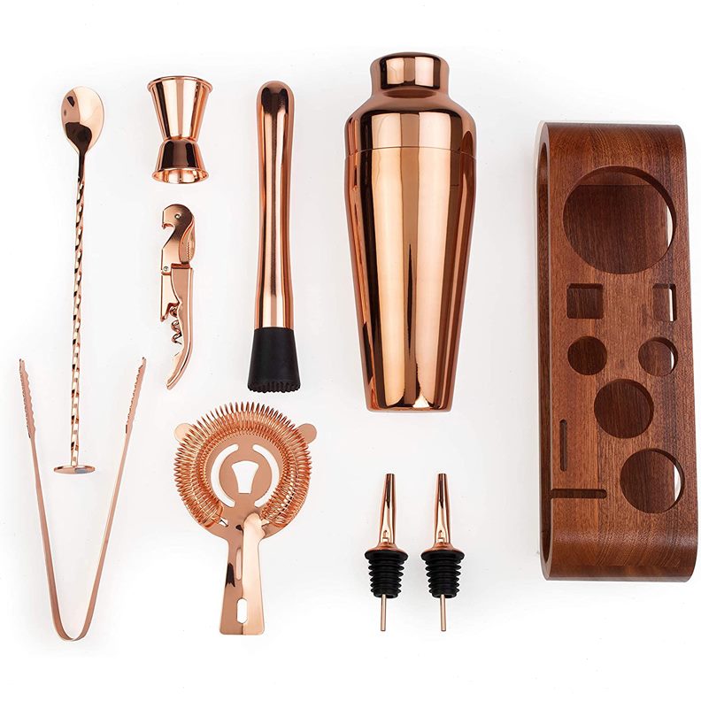 收纳木架酒壶酒吧雪克杯工具法式式雪克壶调酒器套装两段不锈钢摇