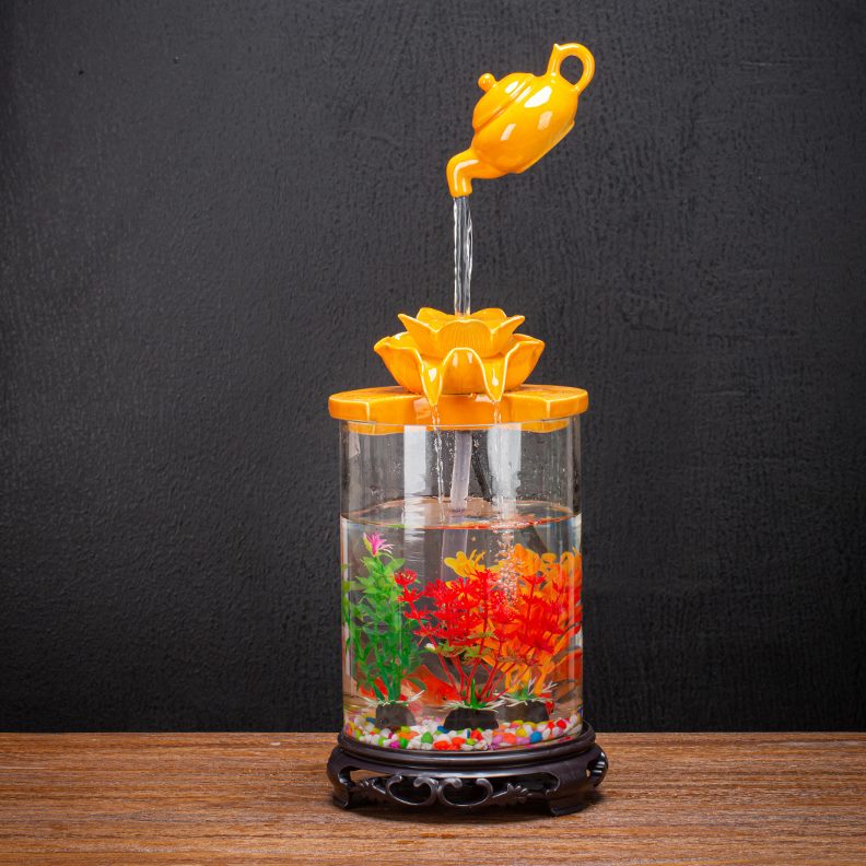 循环桌面流水器饰品流水壶创意玻璃家居微景观鱼缸摆件造景悬客厅