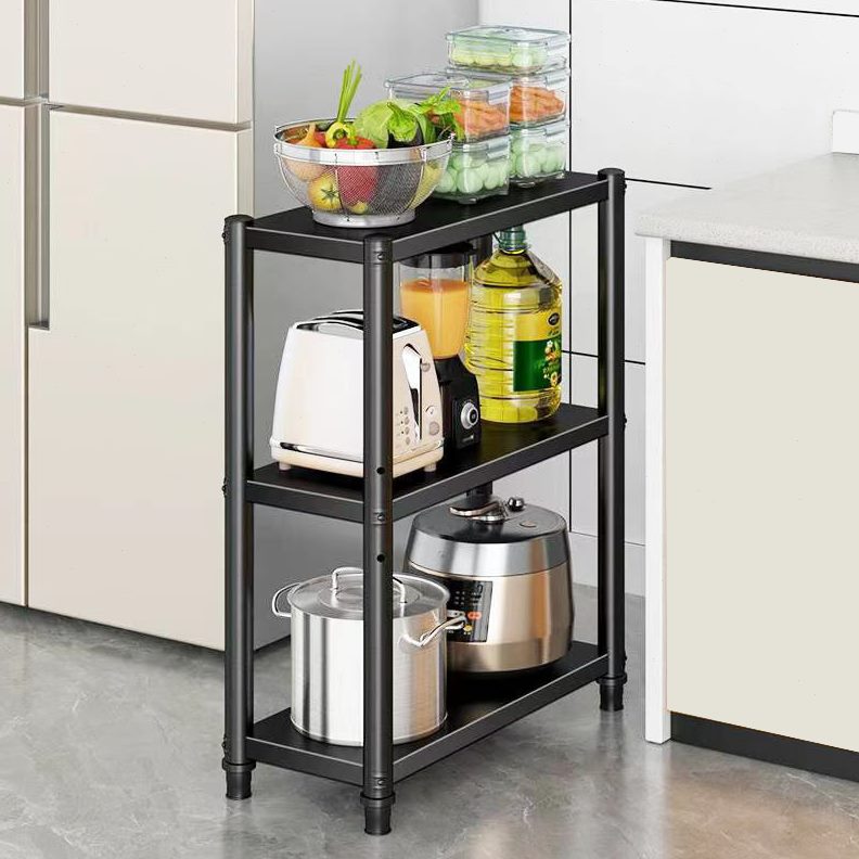 厨房夹钢锅橱柜放碗烤漆缝微波炉架子落地收纳架盘多层置物架碳架