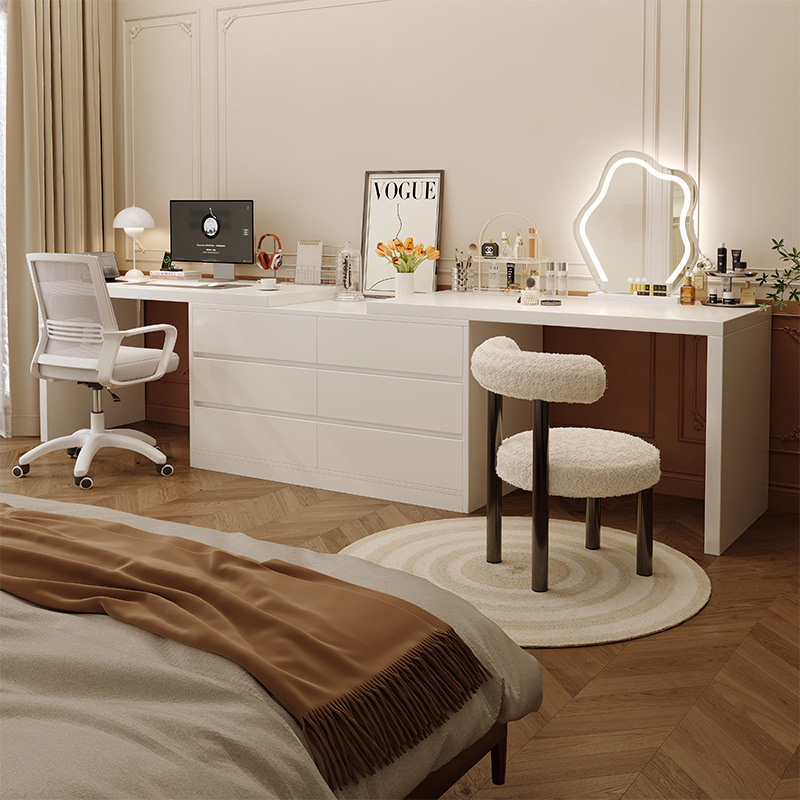 梳妆台卧室简约现代化妆台电脑桌一体双人书桌学生家用学习化妆桌