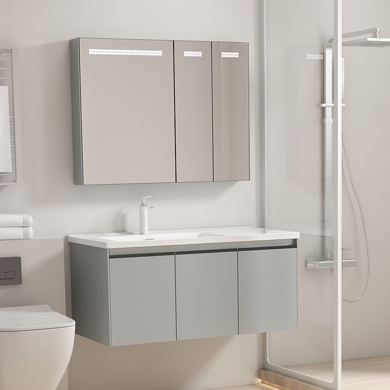 304不锈钢简约洗n手盆卫生间浴室柜组合侧柜洗漱台一体陶瓷洗脸池