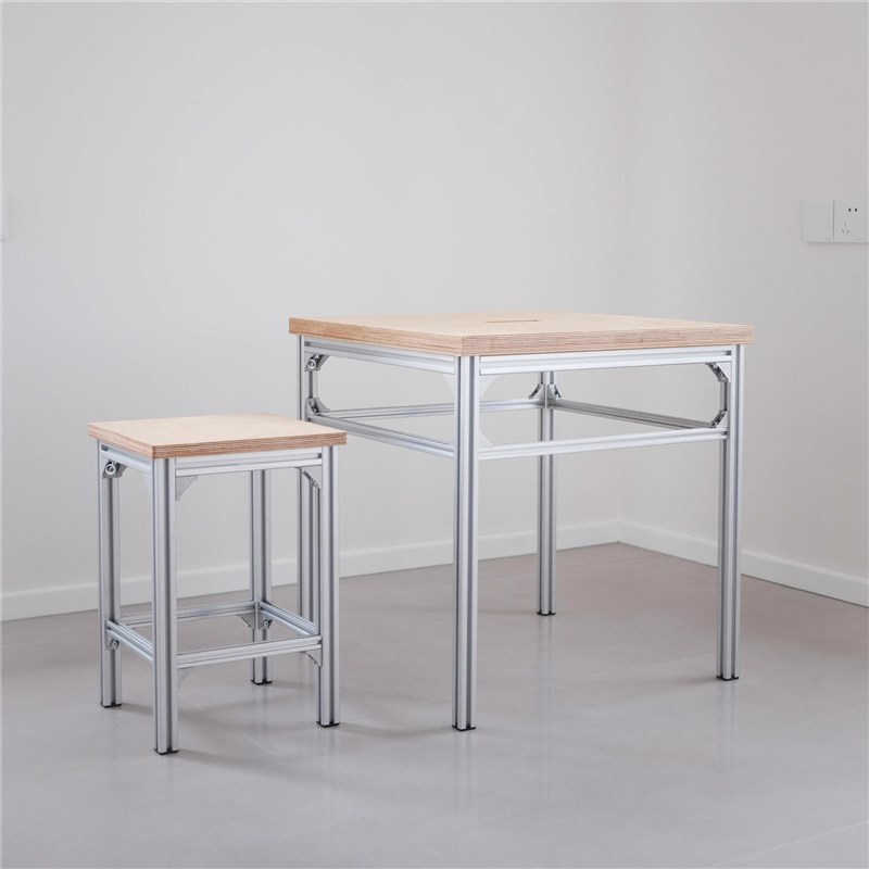 北欧桦木海洋板餐l桌椅子客厅家用铝型材茶桌咖啡桌子方桌简约现