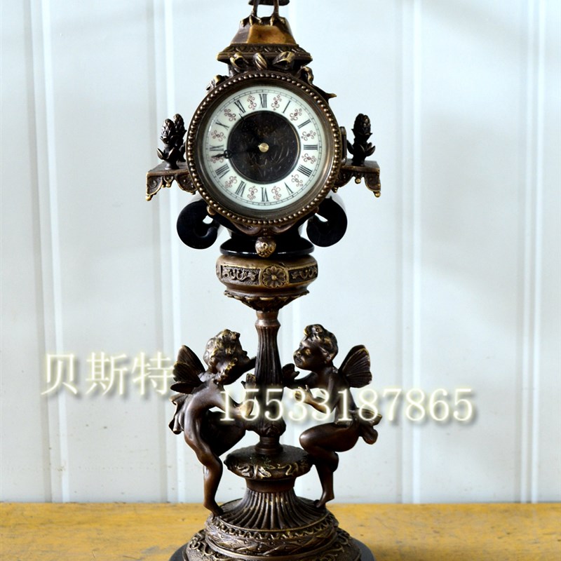钟 纯铜 机械座钟 电影道具 仿古董钟 古典家居软装X 欧式西洋钟