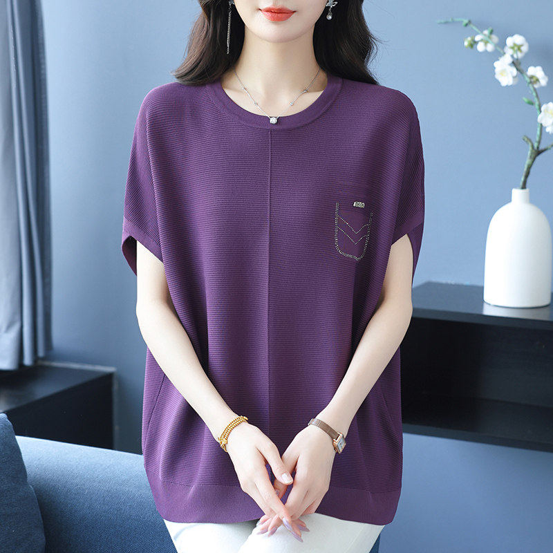胖妈妈蝙蝠袖短袖T恤女夏
