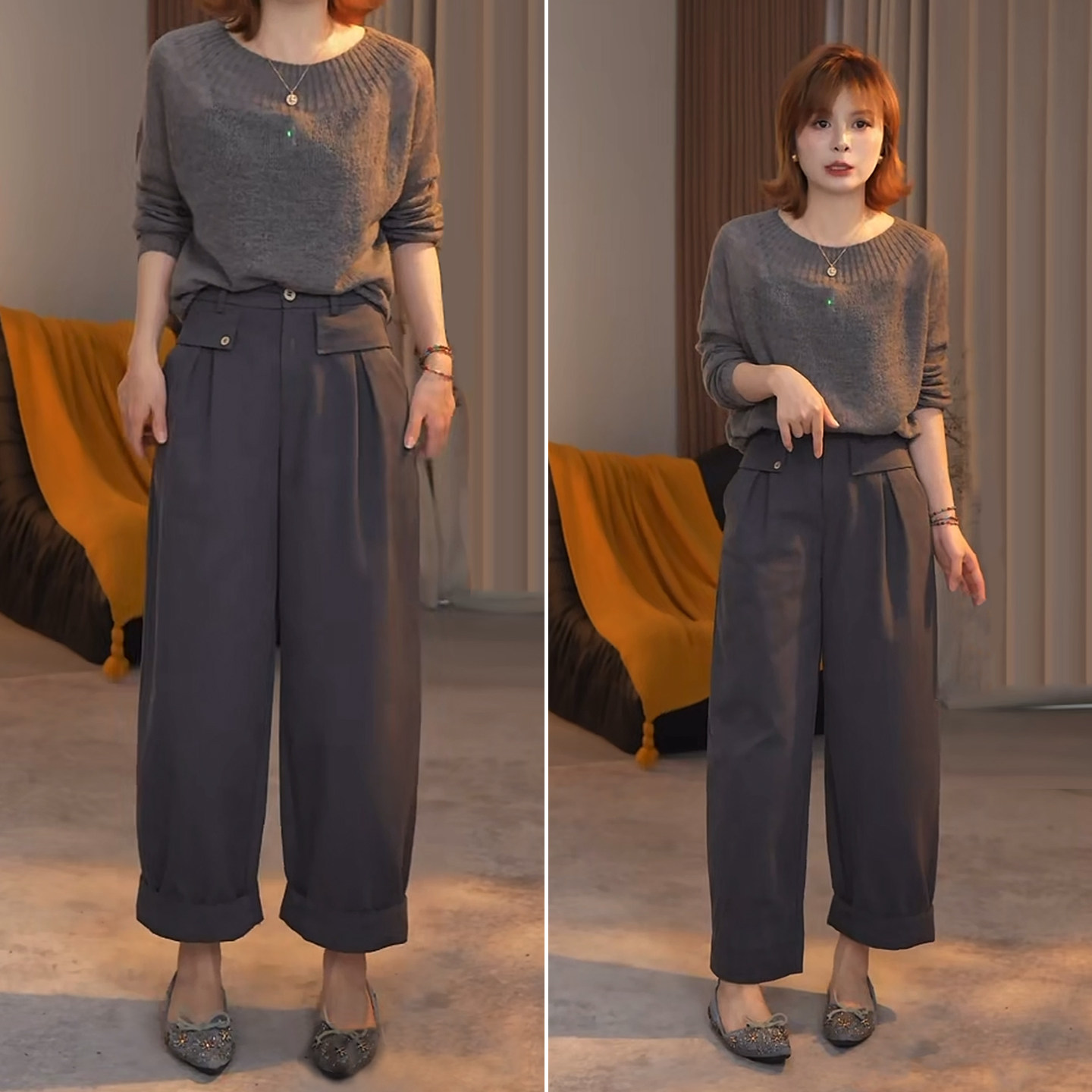 世昕雅休闲弯刀裤女2026夏季新款高腰直筒显瘦小个子休闲裤阔腿裤