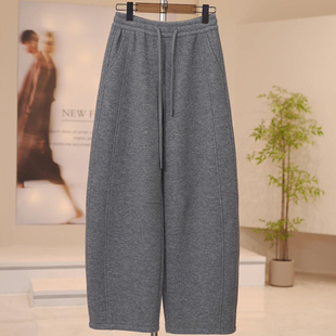 加绒弯刀裤女2025秋冬新款高腰舒适保暖休闲裤宽松窄版香蕉运动裤