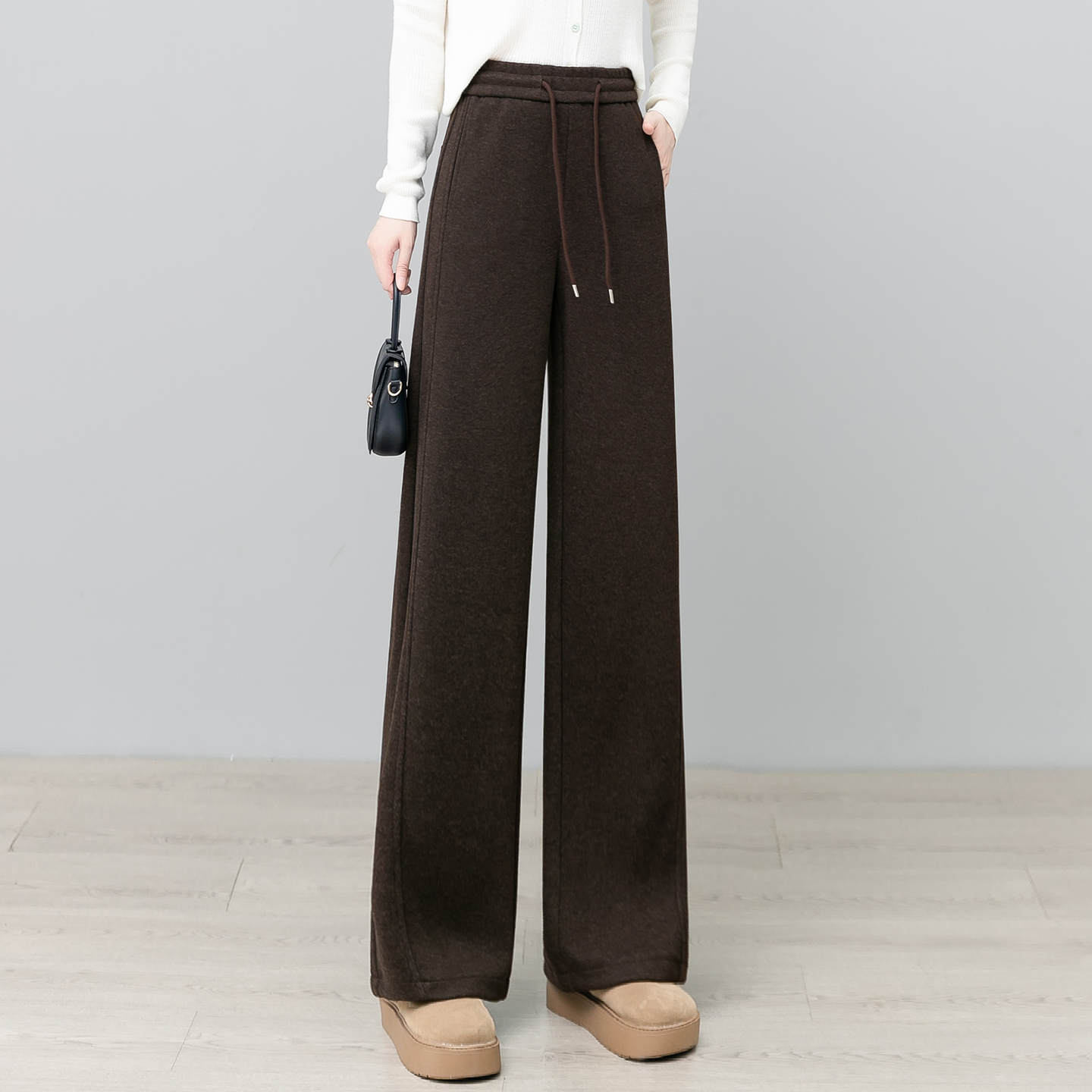 羊毛呢直筒裤女2025秋冬加厚新款