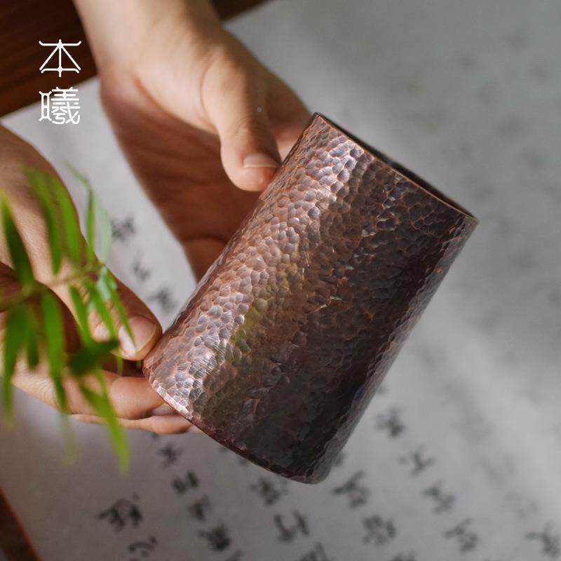 紫铜手工锤件纹复古笔笔面筒毛笔BX210811收纳筒创意办公室桌文房