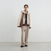 ChelChel2025秋冬新款 绞花拼接高领微箱型雾银隐形拉链羊毛短外套