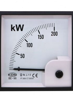 指针式功率表BE-96 200kW 300/5A 380V 方形开孔 CE认证电表
