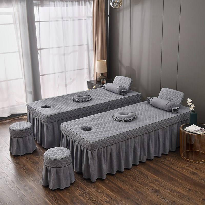 美容床罩单件美容院专用三件套夹棉加厚款按摩洗头V床单床罩可定