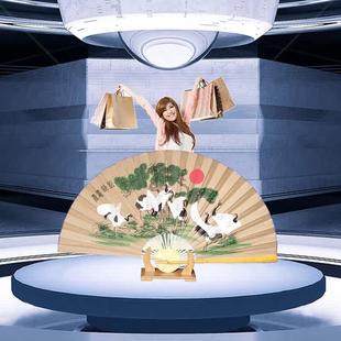 超大挂扇架子底座扇托装 饰扇古风工艺扇大号折扇风中国团扇竹复古