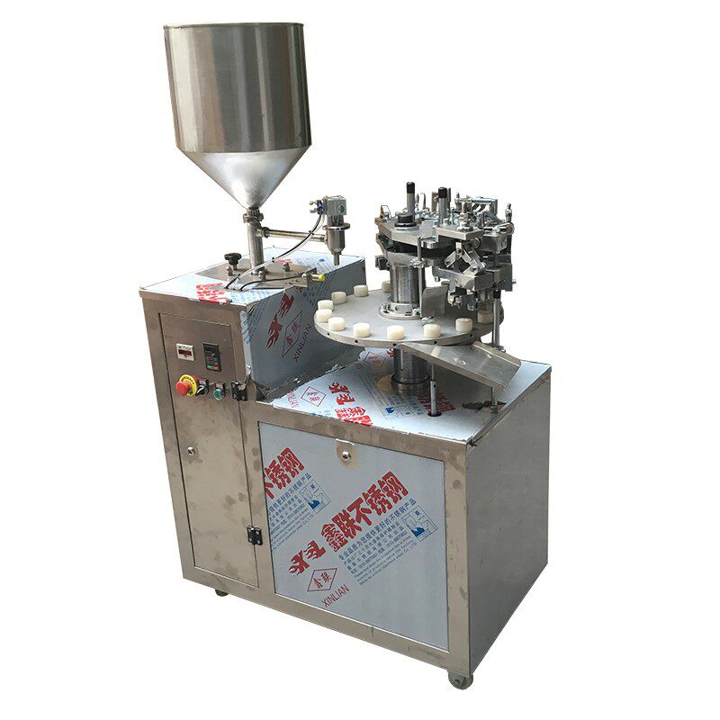 广州铭纳包装机械厂铝管双折尾灌装机防晒霜膏体半自动灌装封尾机