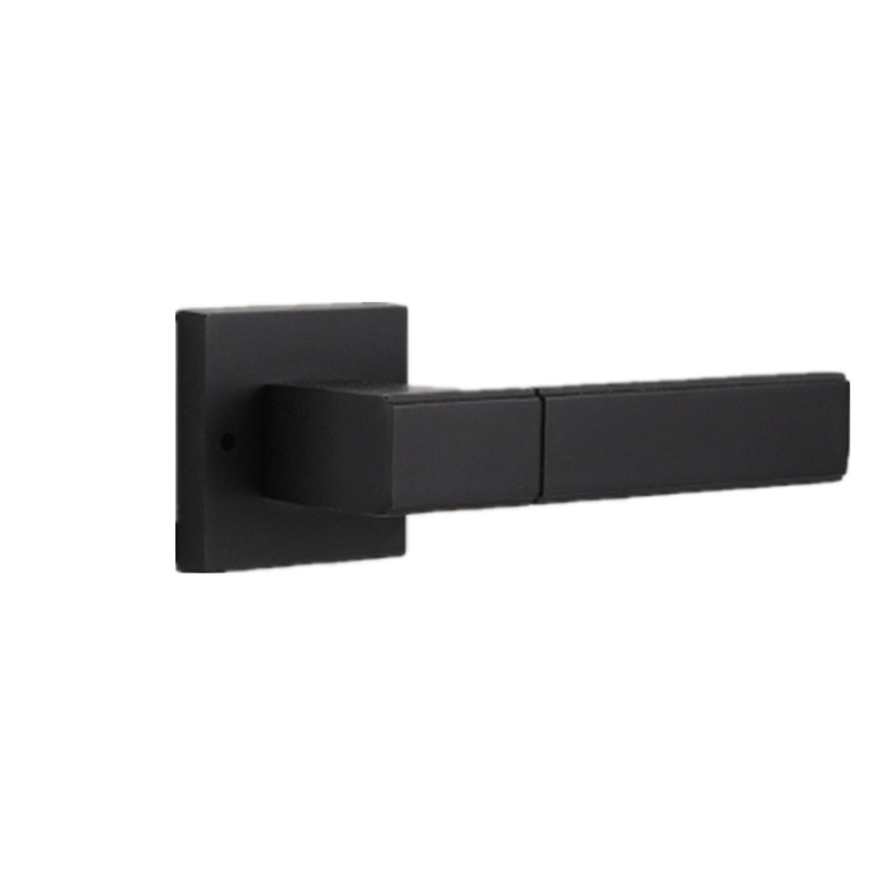 美式简约室内黑色门锁方形木门把手锁具浴室锁单舌卫生间静音门锁
