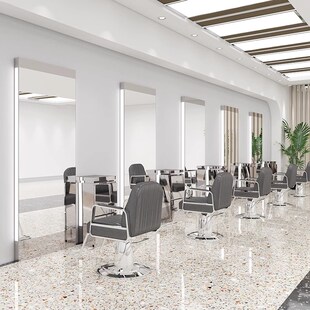 美发店烫染剪发镜子落地单双面侧边带灯发廊理发店立式镜台