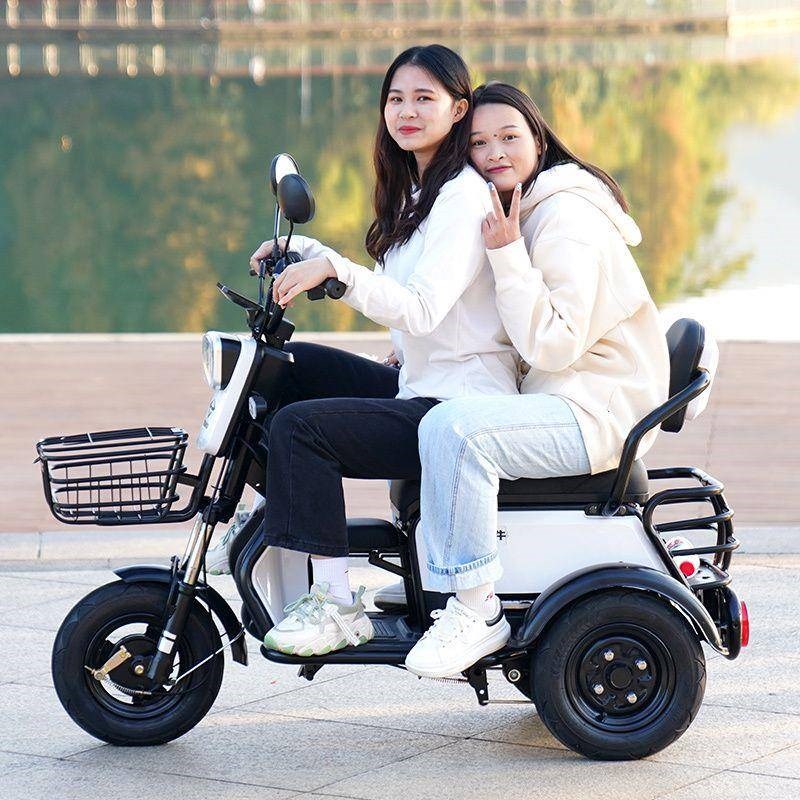 电动三轮车小型接送小孩上下班越野三座碟刹老人代步车电三轮