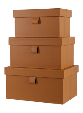 家用储物箱整理箱特大号皮质样板房装饰摆件橙色衣柜衣帽间收纳箱