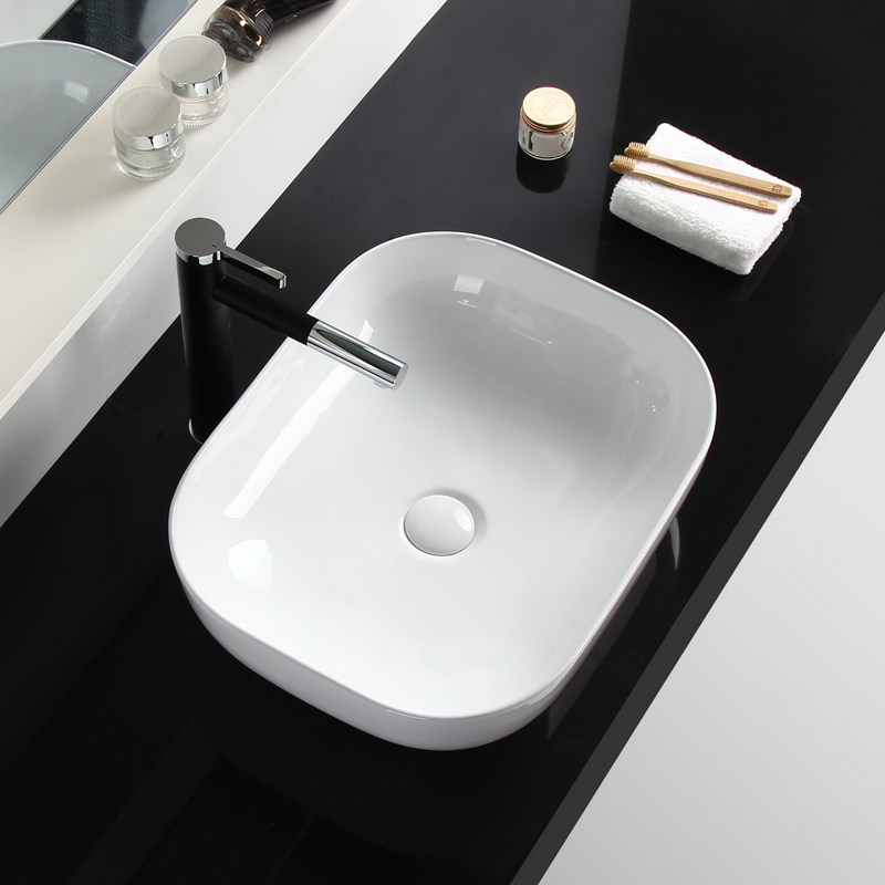 台上盆方形卫生间陶瓷洗脸盆水盆洗手盆单盆防溅水小尺寸450阳台