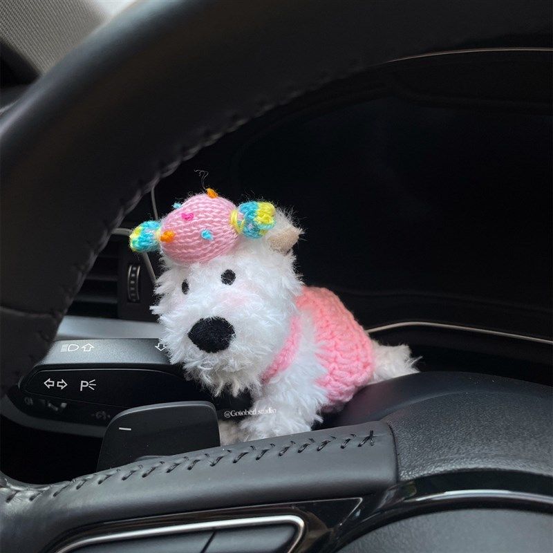 汽车怀挡装饰玩偶女车载摆件雨刮器转向灯车内饰品可爱西高地公仔