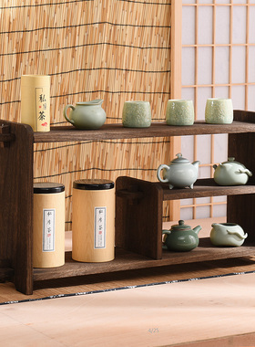 实木中式博古g架置物架茶杯收纳架茶具架摆件架茶壶架展示架茶棚