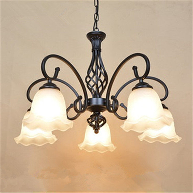 欧式铁艺客厅餐厅卧室3 5 6 8 10I头灯具简约大气田园美式吸吊灯