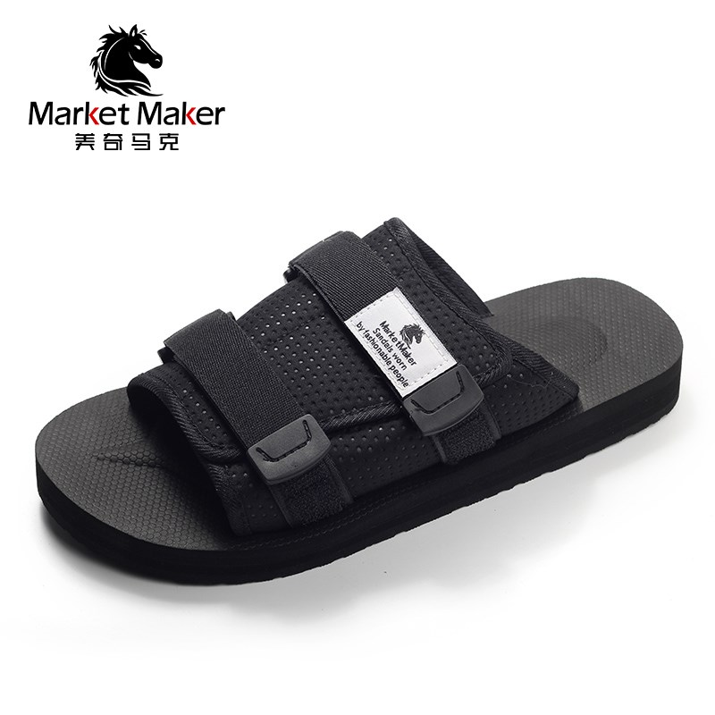 新款运动拖鞋男室外黑色半拖鞋网红外穿防滑潮流时尚百搭沙滩鞋