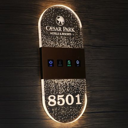 酒店KTV发光门牌电子房号门铃透明智能LED房号灯牌会所触摸屏订制