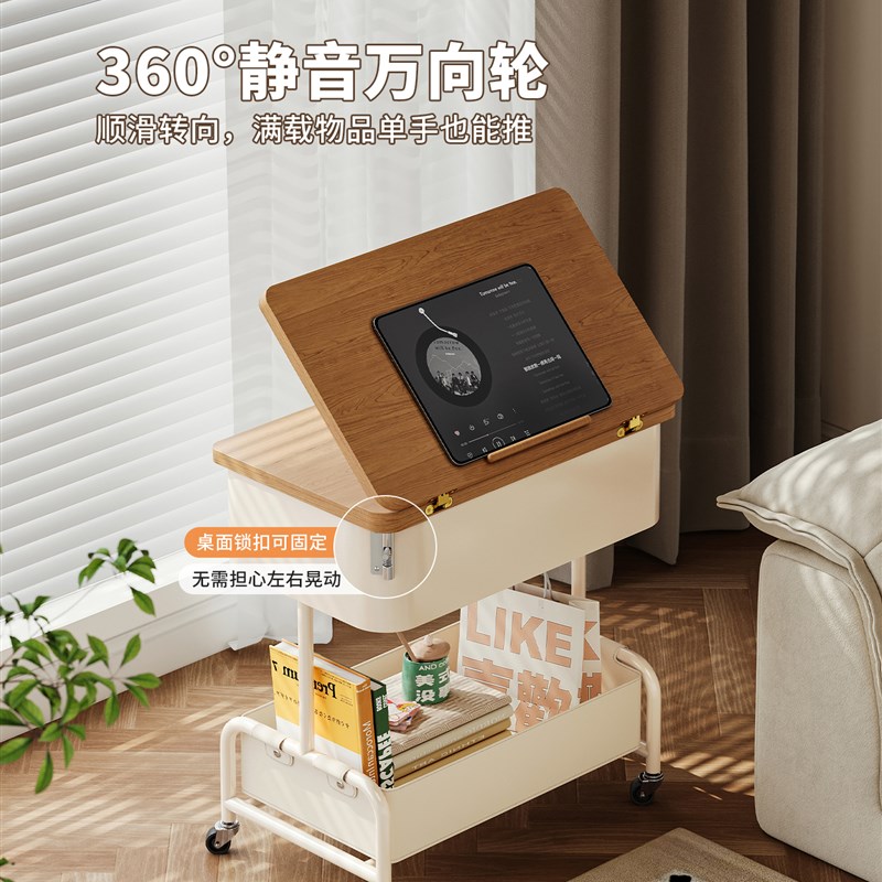 实木折叠边几可移动茶几小推车沙发侧边柜床头桌客厅多功能小桌子