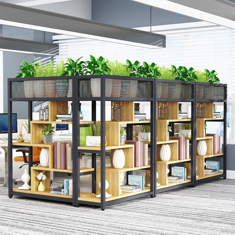 办公室隔断屏风置物架饭店餐饮简约现代铁艺隔断置物架花架