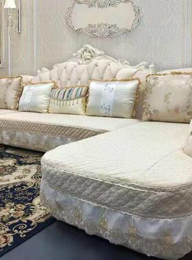 U套型L型防欧式pxx10037沙发发垫布艺沙发垫滑沙罩坐垫简欧蓝灰色