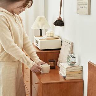 云云佳美实木斗柜樱桃色客厅边柜家用收纳柜抽屉柜简约现代五斗柜