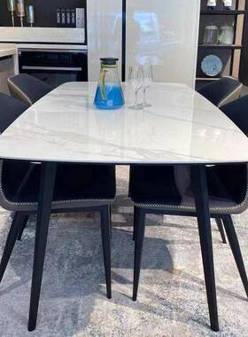 岩板餐桌椅奢岩组轻奢意式简约现桌代长方形家板AUD用小户型吃饭